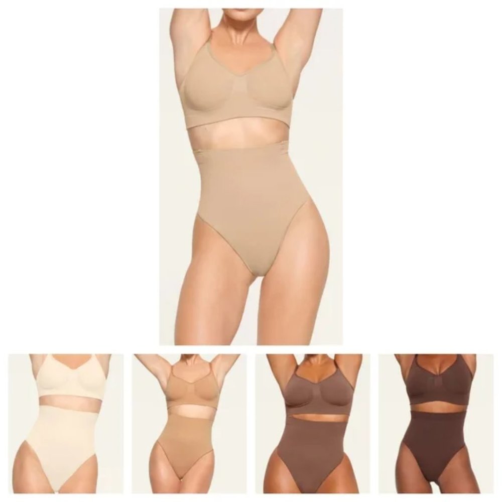 NWOT SKIMS Beige High Waist Core Control Thong S/M